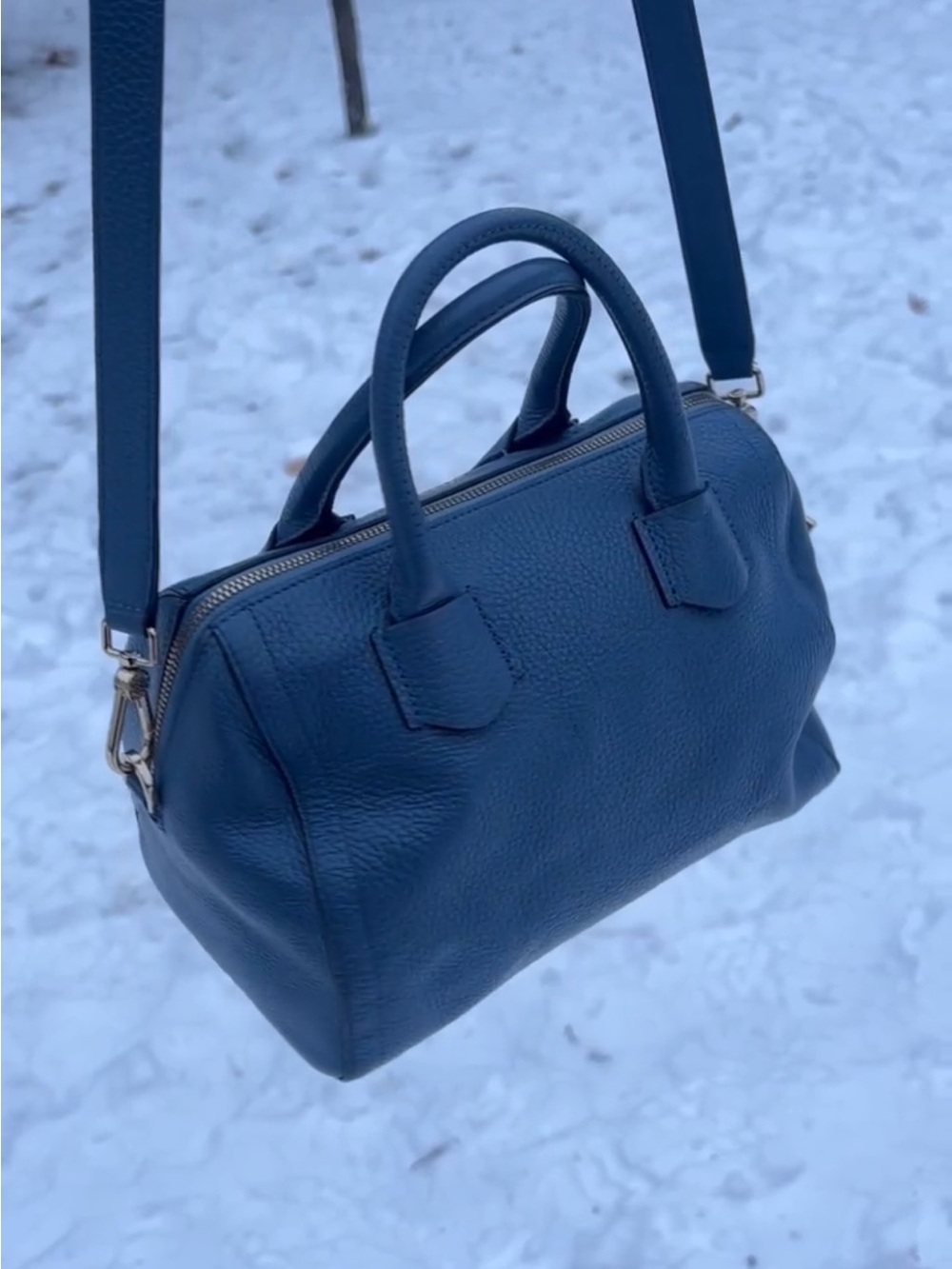 Furla Navy Leather Satchel Crossbody Bag - NWOT - Picture 2 of 15